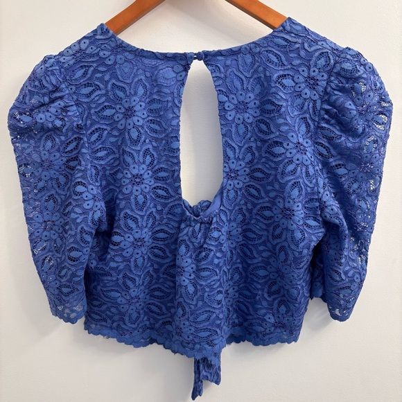 Maeve Anthropologie NEW Blouse Top Size 10 Cropped Romantic Lace Tie Coquette - Picture 3 of 10